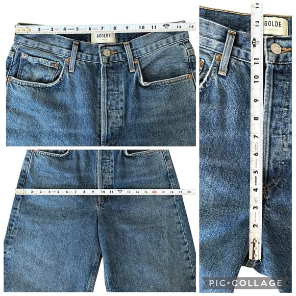 Agolde Dame High Rise Button Fly Wide Leg Jeans Control Size 25 Baggy Skater - Picture 12 of 16